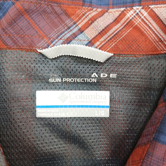 Columbia Mens Long Sleeve Plaid Shirt L/G Back Vented Sun Protection Lightweight - Picture 6 of 13